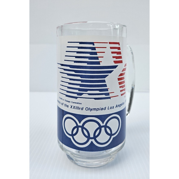 Los Angeles 1984 XXIII Olympics On Site Heavy Bar Mug Glass RARE Sam Eagle - Picture 3 of 6